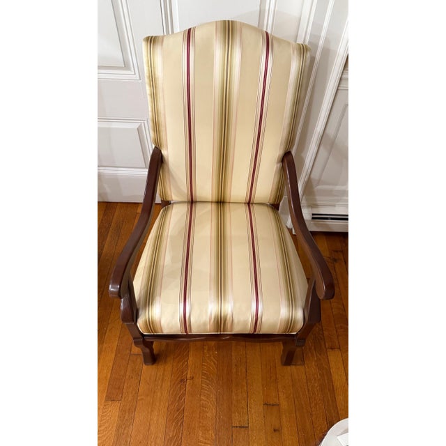 2010s Pair of Pearson Furniture Armchairs – Striped Upholstery & Curved Silhouette For Sale - Image 5 of 12