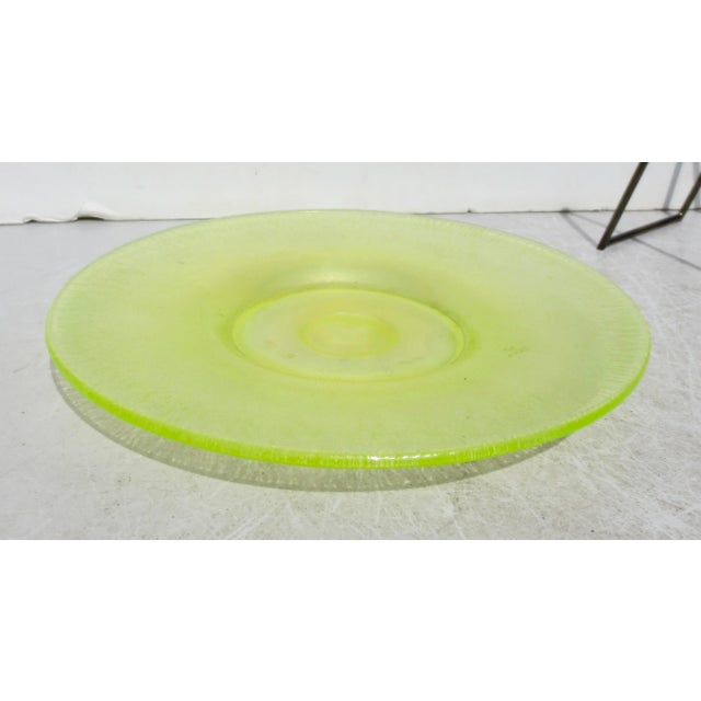 Art Deco Fenton Vaseline Stretch Glass For Sale - Image 3 of 7