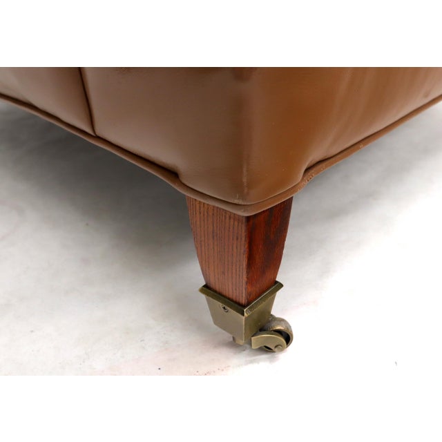 Pair of Chesterfield Style Leather Chairs W/ Ottomans Brown to Tan For Sale - Image 13 of 15