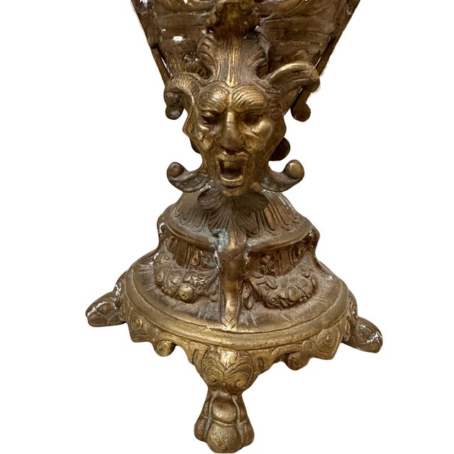 Late 20th Century Pair of Bronze French Neoclassical Figural Handle Urns For Sale - Image 4 of 11