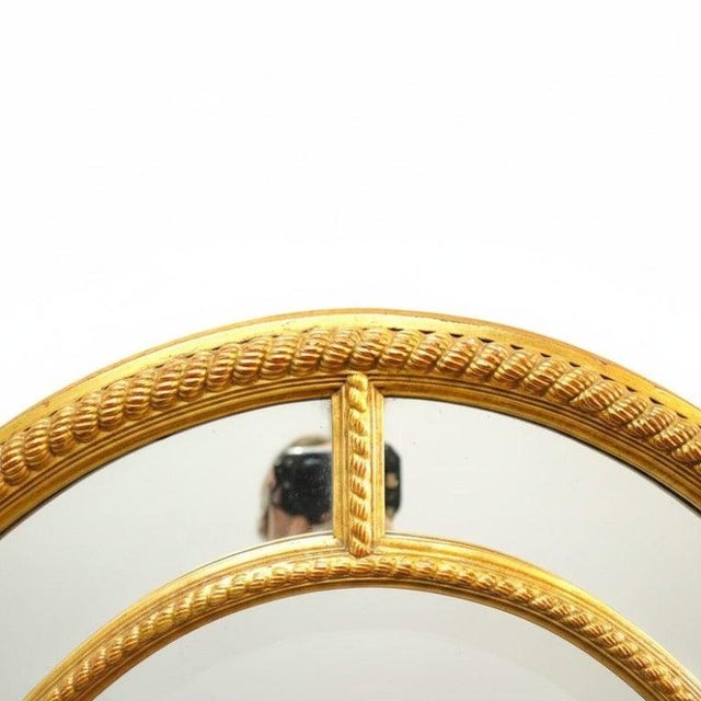 Transitional Antique Gilt Wood Parclose Oval Wall Mirror C1930 For Sale - Image 3 of 7