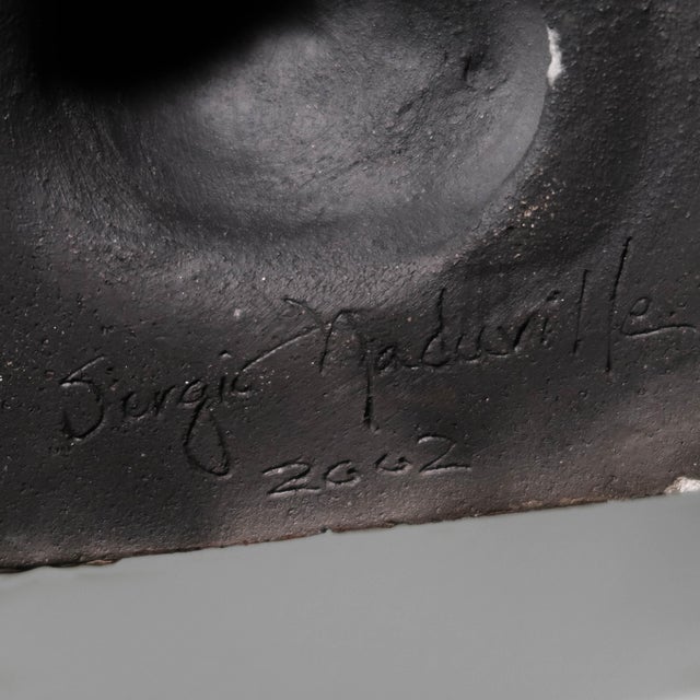 Late 20th Century Vintage Ceramic Mask Wall Sculpture Signed by Artist Sergio Naduville For Sale - Image 9 of 10