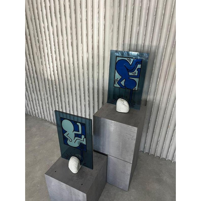 Keith Haring & Toshiyuki Kita, On Taro & on Giro, 1988, Glass, Set of 2 For Sale - Image 13 of 18