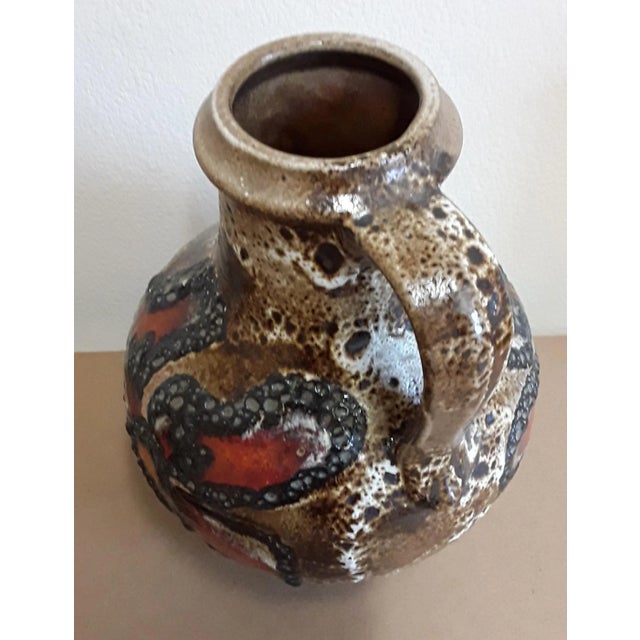 Vintage Jug-Shaped Vase with Colored Stylized Flower Decor from Carstens, 1970s, in Very Good conditions. Designed 1970 to...