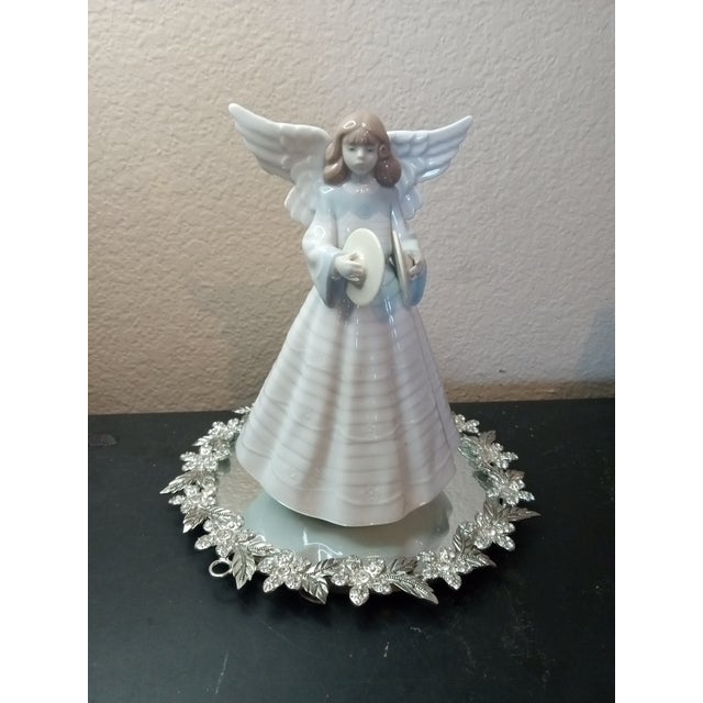 1990s Exquisite Retired Lladro 1992 Angelic Cymbalist Christmas Tree Topper For Sale - Image 5 of 7