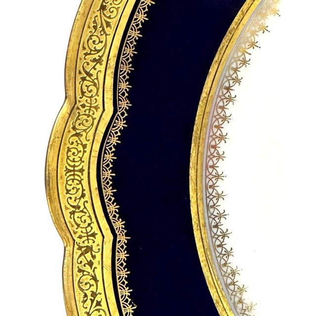 Antique Sevres 1848 Chateau Des Tuileries Cobalt Gilt Armorial Cabinet Plate For Sale - Image 4 of 12
