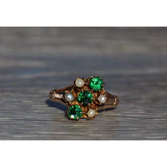 Metal The San Jose: Antique Victorian Ring set with Doublets and Seed Pearls For Sale - Image 7 of 10