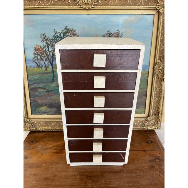 1970s Mid-Century Modern M.I.M.Lador Inc New York Wooden Jewelry Chest With Seven Drawers, Made in Japan For Sale In Seattle - Image 6 of 10