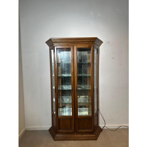 Wood Vintage Display Cabinet in Oak with Glass Shelves For Sale - Image 7 of 8