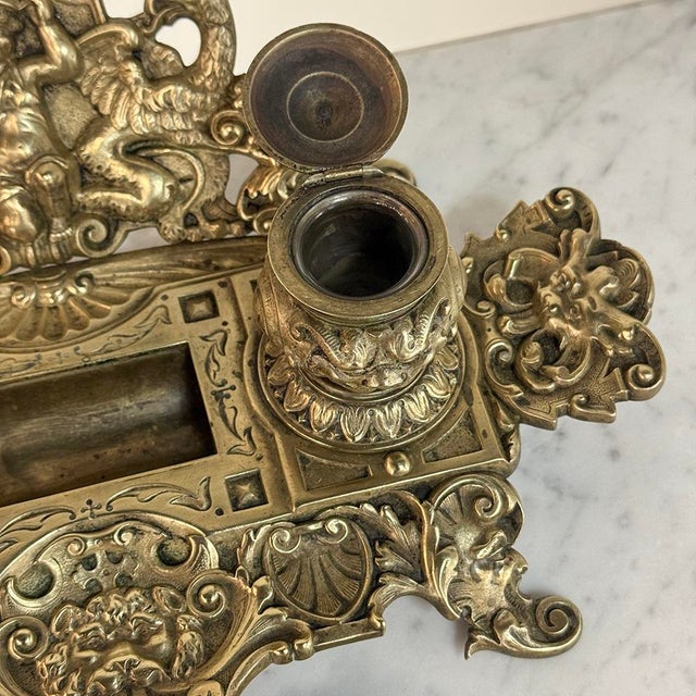 19th Century French Bronze Double Inkwell in Renaissance Revival Style For Sale - Image 17 of 18