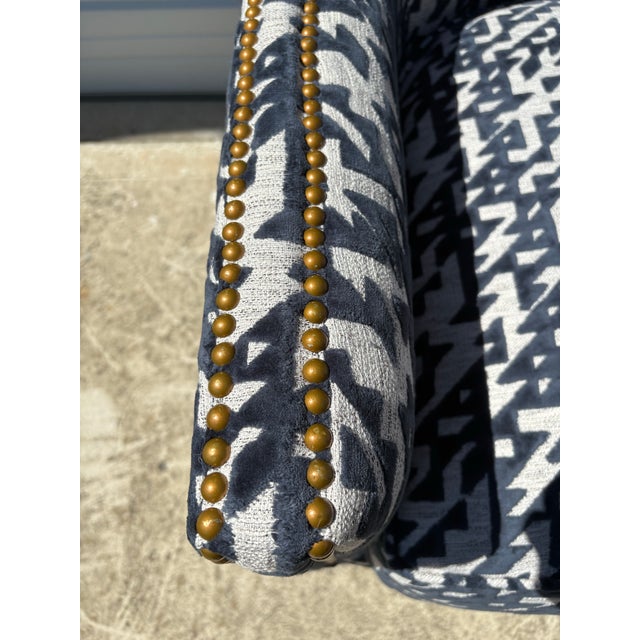 Textile Handsome Cut Velvet Newly Upholstered Club Chairs For Sale - Image 7 of 12