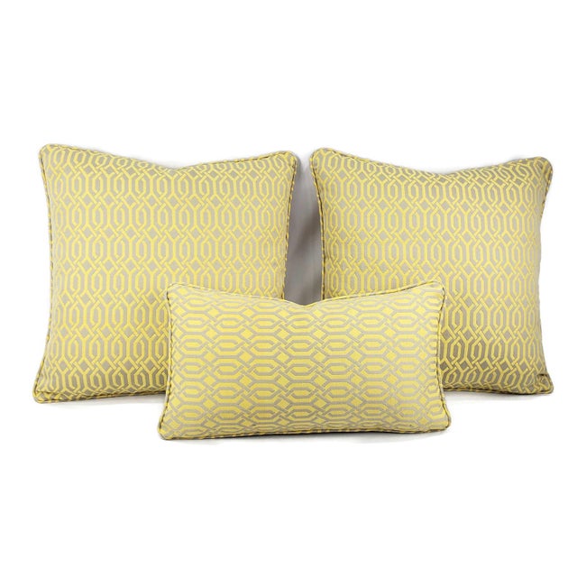 Pindler Lea in Maize With Self-Welt Lumbar Pillow Cover For Sale In Portland, OR - Image 6 of 7
