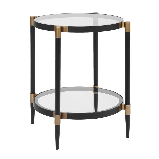 Kenneth Ludwig Chicago Chadid Round Glass Side Table For Sale - Image 4 of 8