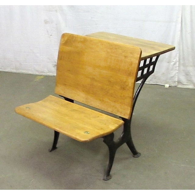 Early 20th Century Antique Wood School Row Seat & Desk Combo For Sale - Image 5 of 10