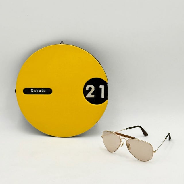 This rare perpetual wall calendar was produced in Italy during the 1970s and exemplifies the bold, graphic approach of...