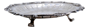 Silver Tray with Raised Bottom, Engravings and Surrounding Frieze with Scrolls