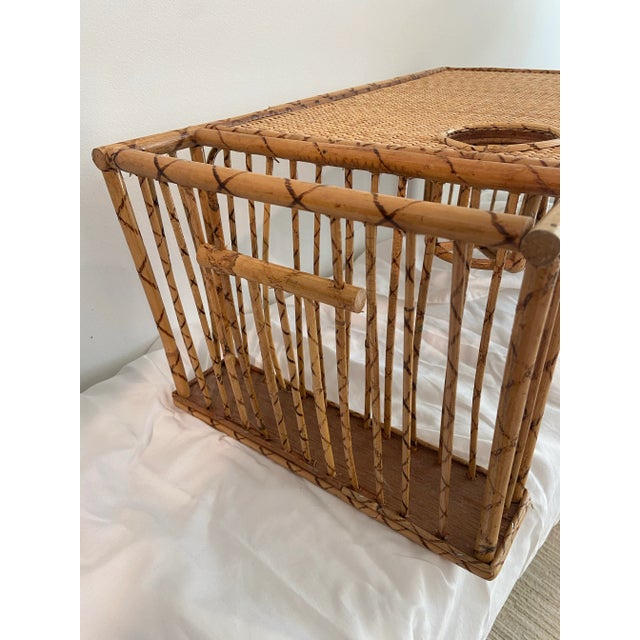 Wood Vintage Bamboo Bed Tray With Burnt Bamboo Finish For Sale - Image 7 of 12