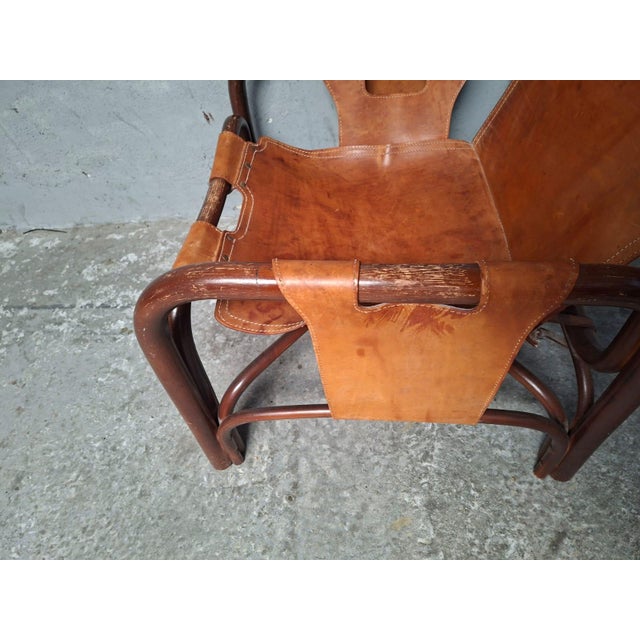 Vintage Safari Chairs in Leather and Bamboo by Tito Agnoli, 1970, Set of 2 For Sale - Image 17 of 18