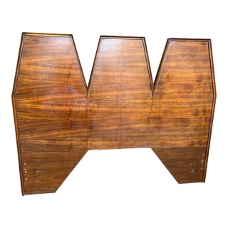 1960s Mid-Century Modern Walnut Diamond Queen Size Headboard For Sale