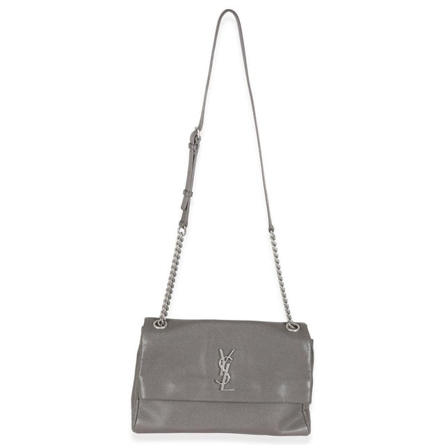 Gray Grey Grained Calfskin Medium West Hollywood Monogram Fold Over Bag For Sale - Image 8 of 9