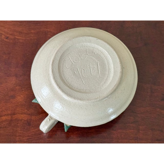 1980s New England Blueberry Relief Studio Pottery Candleholder For Sale - Image 5 of 6