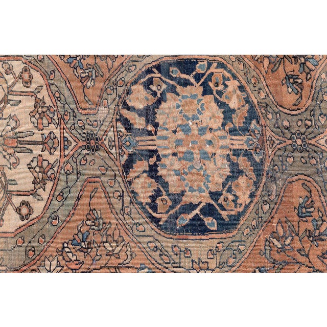 Authentic 19th Century Persian Kashan Handmade Wool Rug For Sale In New York - Image 6 of 11