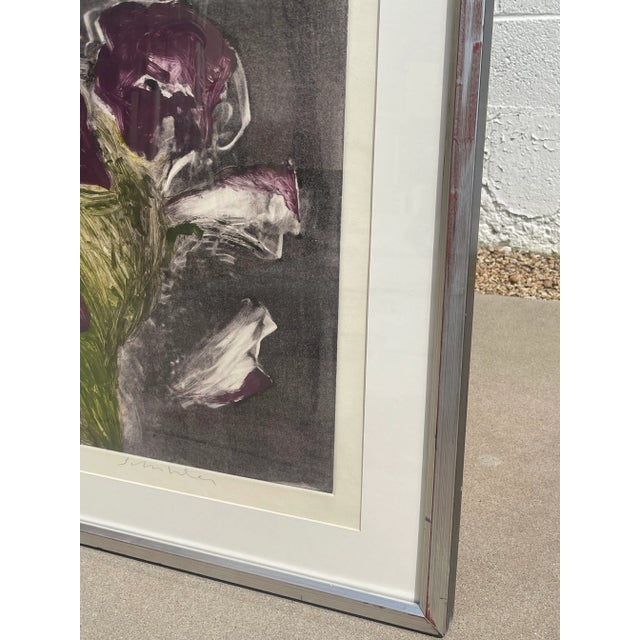 1970s Fritz Scholder Botanical Monotype "Purple Petunias #2" For Sale - Image 12 of 13
