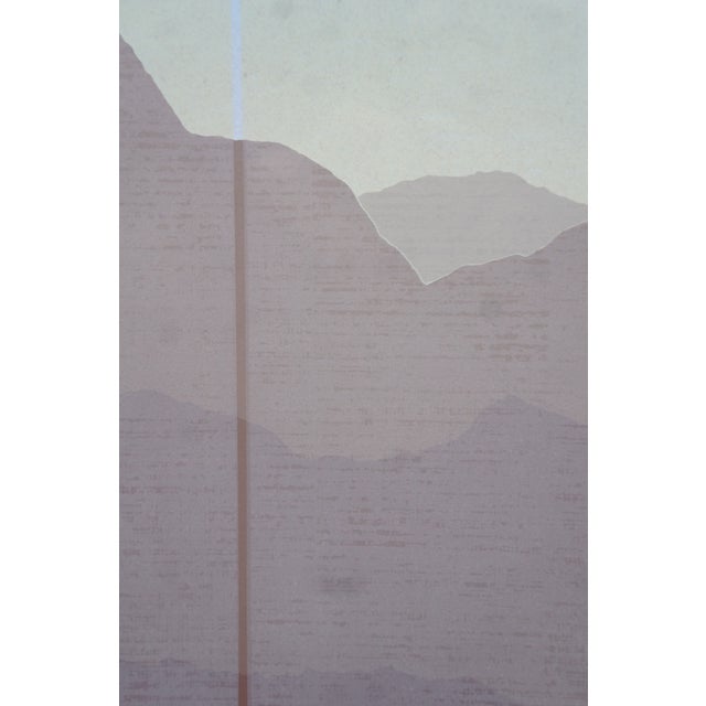 Paper Southwestern Mountain Lake Horizon Sunset Landscape Serigraph 44" For Sale - Image 7 of 13