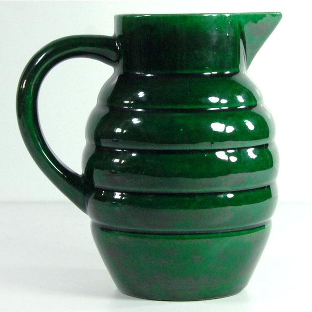 French Green Ceramic Jug from St. Clément Lorraine, 1950s For Sale - Image 4 of 10