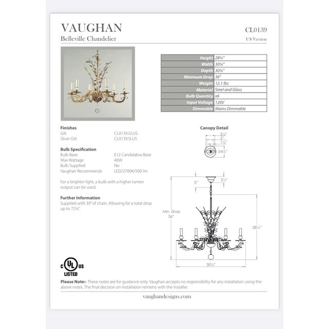 1940s Vaughan Belleville Chandelier and Sconces - Set of 3 For Sale - Image 6 of 8