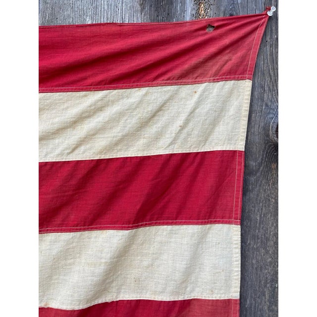 1920s Antique American Flag 48 Star Cotton Beautiful Natural Wear and Patina For Sale - Image 5 of 8