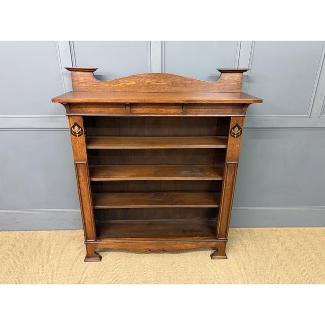 Arts & Crafts Open Bookcase in Oak, 1900 For Sale - Image 9 of 15