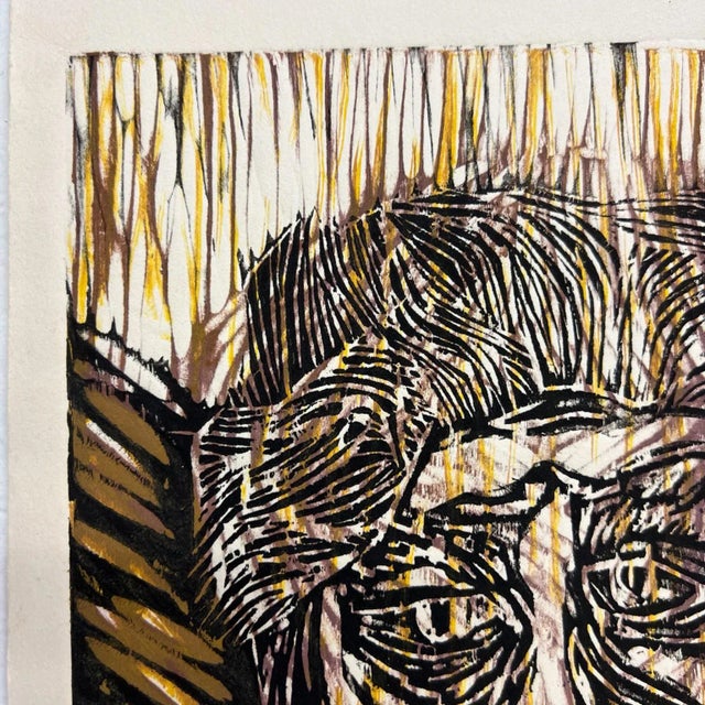 Paper Art by Gina Kail Wood Relief Block Print Amy's Angel Nov 1998 For Sale - Image 7 of 8