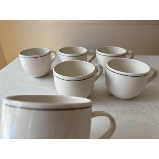 2020s John Julian Simple Porcelain Mugs With Grey Line, Made in England- Set of 6 For Sale - Image 5 of 12