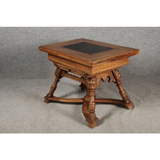 Wood Small Antique Baroque Walnut Dining Table with Slate Top, 1850 For Sale - Image 7 of 18