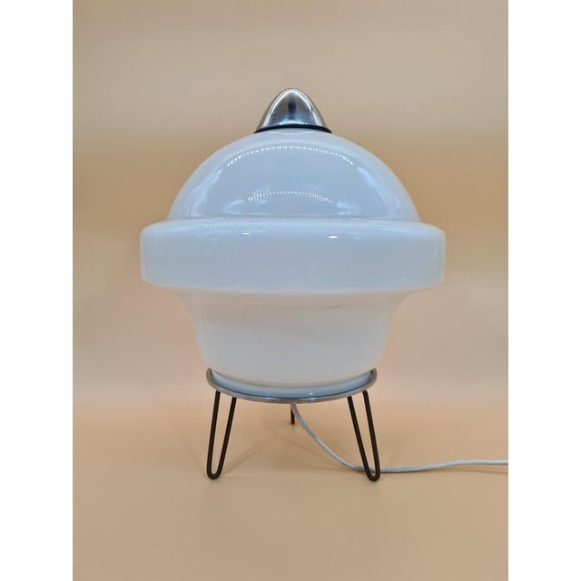 Vintage Space Age Table Lamp in Frosted Glass, 1960s For Sale - Image 4 of 12