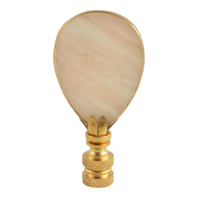 Rose Quartz Pink & Gold Lamp Finial on Brass For Sale