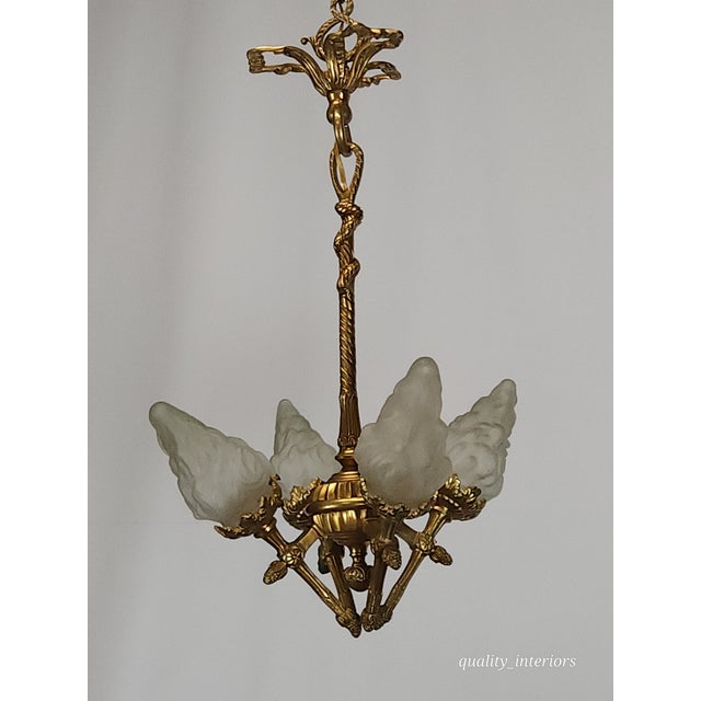 Antique Darling 4 Arm 4 Light Glowing Ribbons and Bows Flame Torch Chandelier For Sale - Image 9 of 17