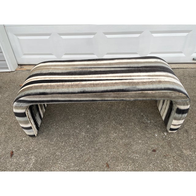 Textile 1980s Vintage Reupholstered Waterfall Bench Seat For Sale - Image 7 of 7