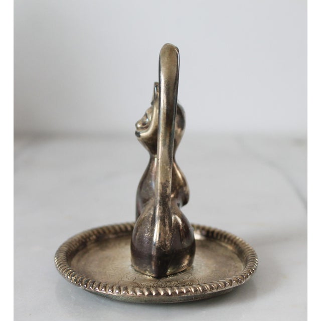 Metal Vintage Silver Plate Cat Ring Holder For Sale - Image 7 of 11