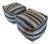 Cube Shaped Striped Upholstered Poufs For Sale