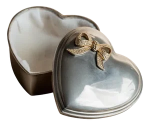 Vintage Jewelry Box in Heart Shape with Ribbon, 1970s