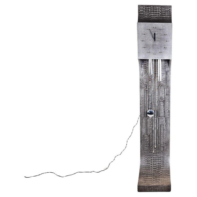 Vintage Brutalist Standing Clock, 1970s For Sale - Image 12 of 12
