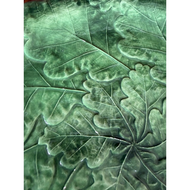 1990s Italian Vietri Foglia Fresca Leaf Majolica Charger Plates — Set of 3 For Sale - Image 5 of 12