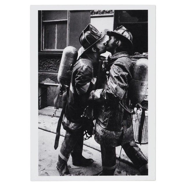 Mid-Century Modern Jill Freedman Kissing Fdny 1976, Black & White Photo on Kodak Endura, Signed For Sale - Image 3 of 5