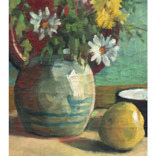 Textile 'Yellow and White Daisies' by Mogens Vantore, Paris, Impressionist Still Life, Circa 1925 For Sale - Image 7 of 11