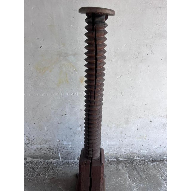 Antique Wine Press Screw Pedestal For Sale - Image 6 of 10