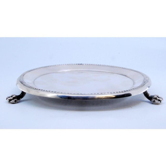 Silver Tray with Raised Frieze Edge and Claw-Shaped Feet For Sale - Image 5 of 9