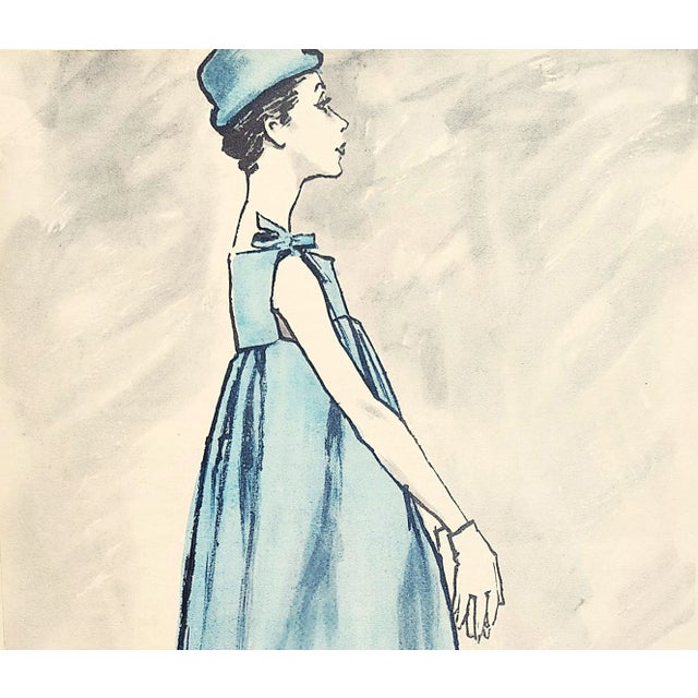 Mid-Century Modern 1958 French Mid-Century Givenchy Fashion Print For Sale - Image 3 of 4