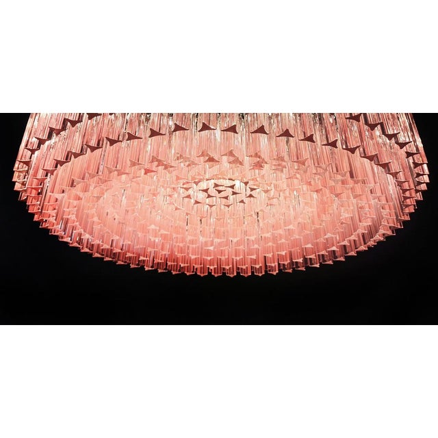 Large Triedri Murano Glass Chandelier with 391 Pink Prims Triedri, 1990s For Sale - Image 12 of 18